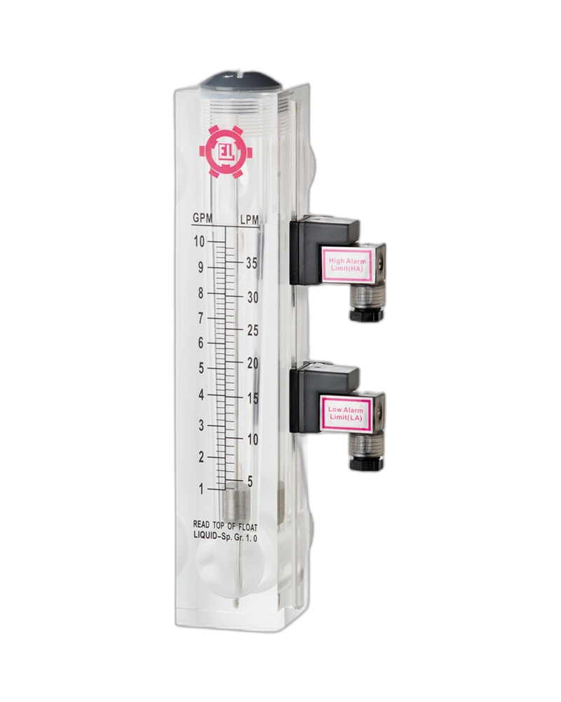 FMP2E01VG1PS - Variable Area flow meter with two adjustable alarms for panel mounting
