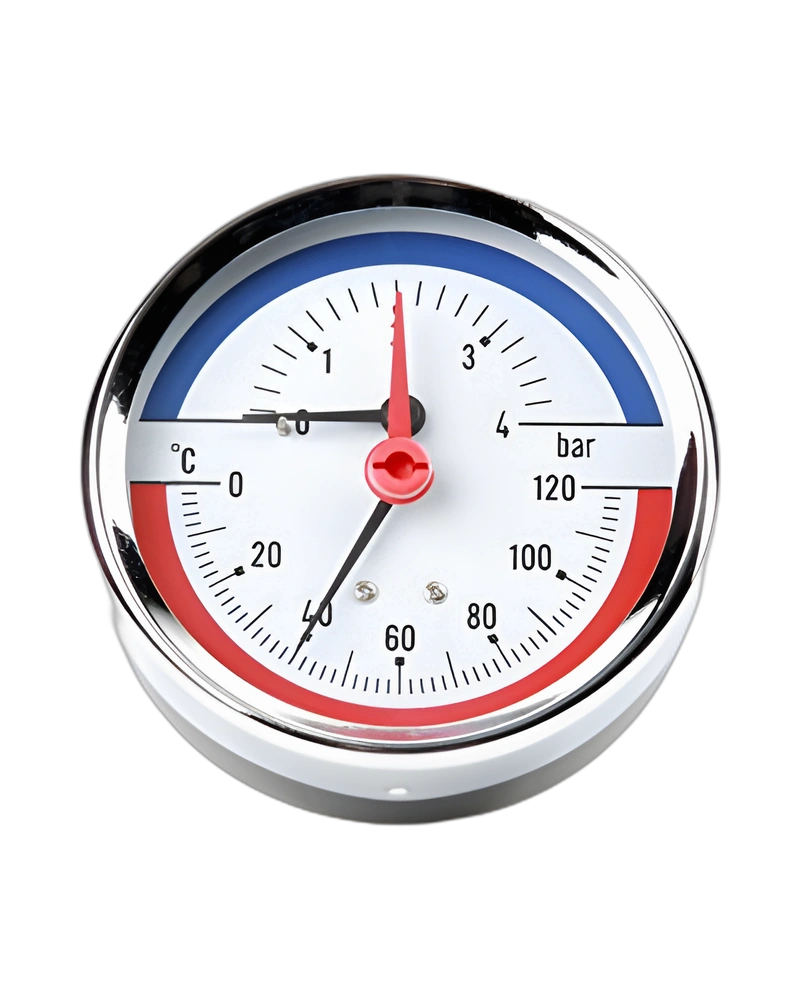Series MAPT Black Steel Thermo Manometer - Thermo Manometer Center Back size 80mm
