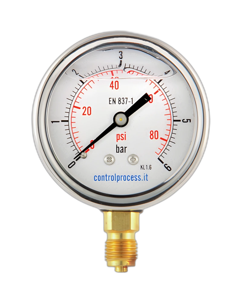 Series MIR case stainless steel lower mount -Pressure Gauge nominal size 63 mm with glycerine