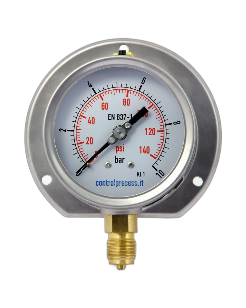 Series MIRFA case stainless steel with 3-hole front flange -Pressure gauge nominal size 80 mm