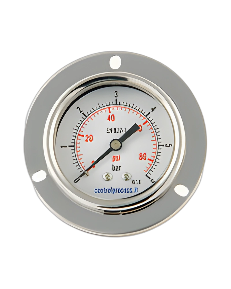 Series MIPF Stainless Steel With Front Flange 3 hole -  Pressure Gauge nominal size 100 mm with glycerine