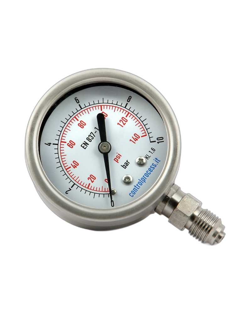 Series MTIR stainless steel lower mount - Pressure gauge nominal size 100 mm with glycerine