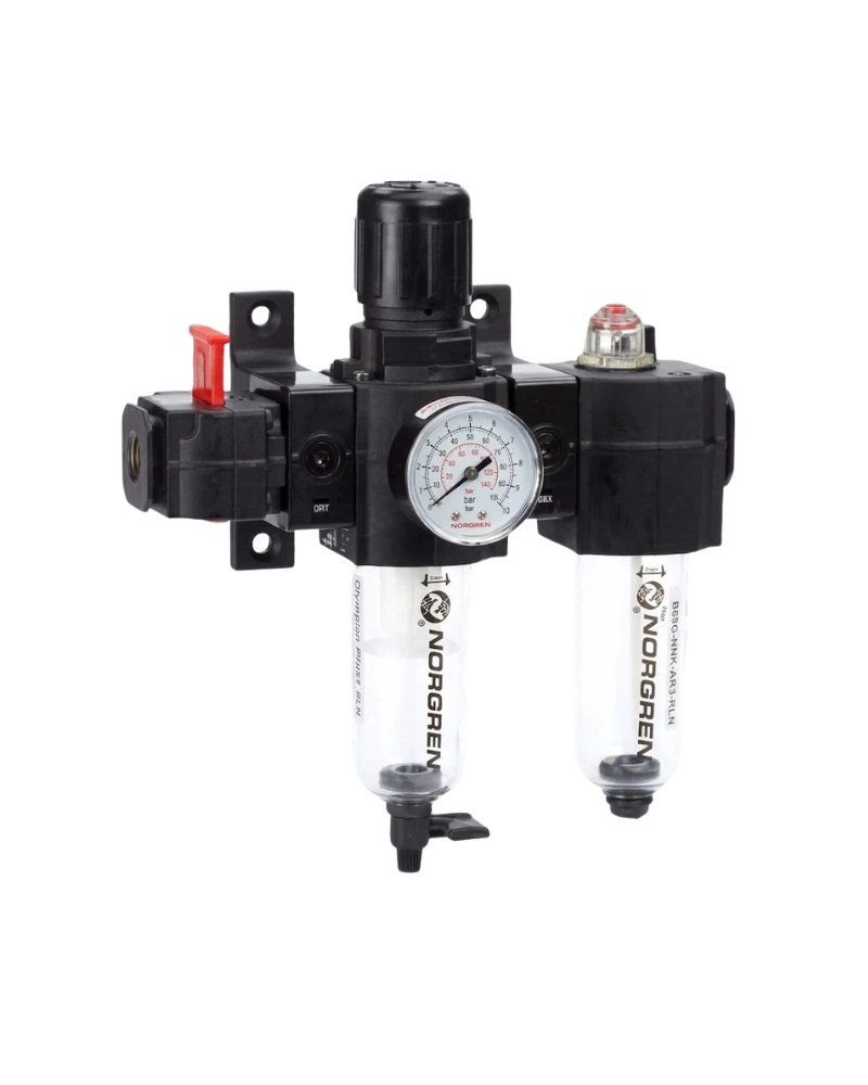Excelon box set (FRL), G1/4, automatic drain, 40µm filter element, with shut-off valve