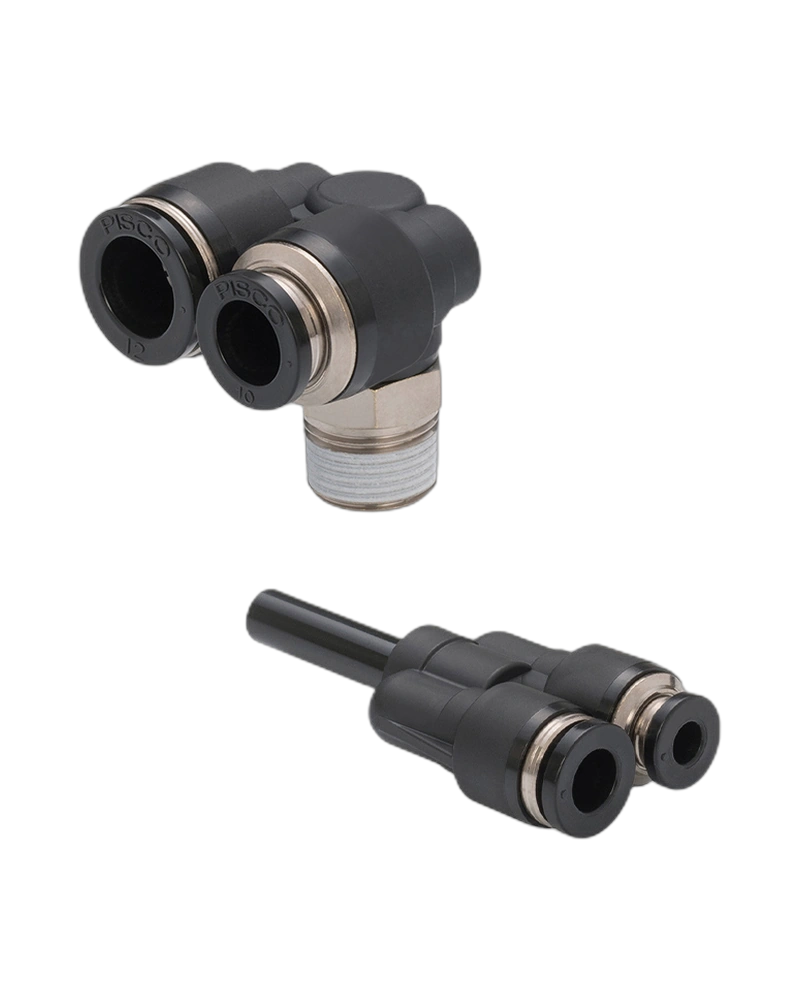 Tube Fitting unequal port combinations for unequal Plug-in Y (PWJ) and Branch Elbow (PAX)