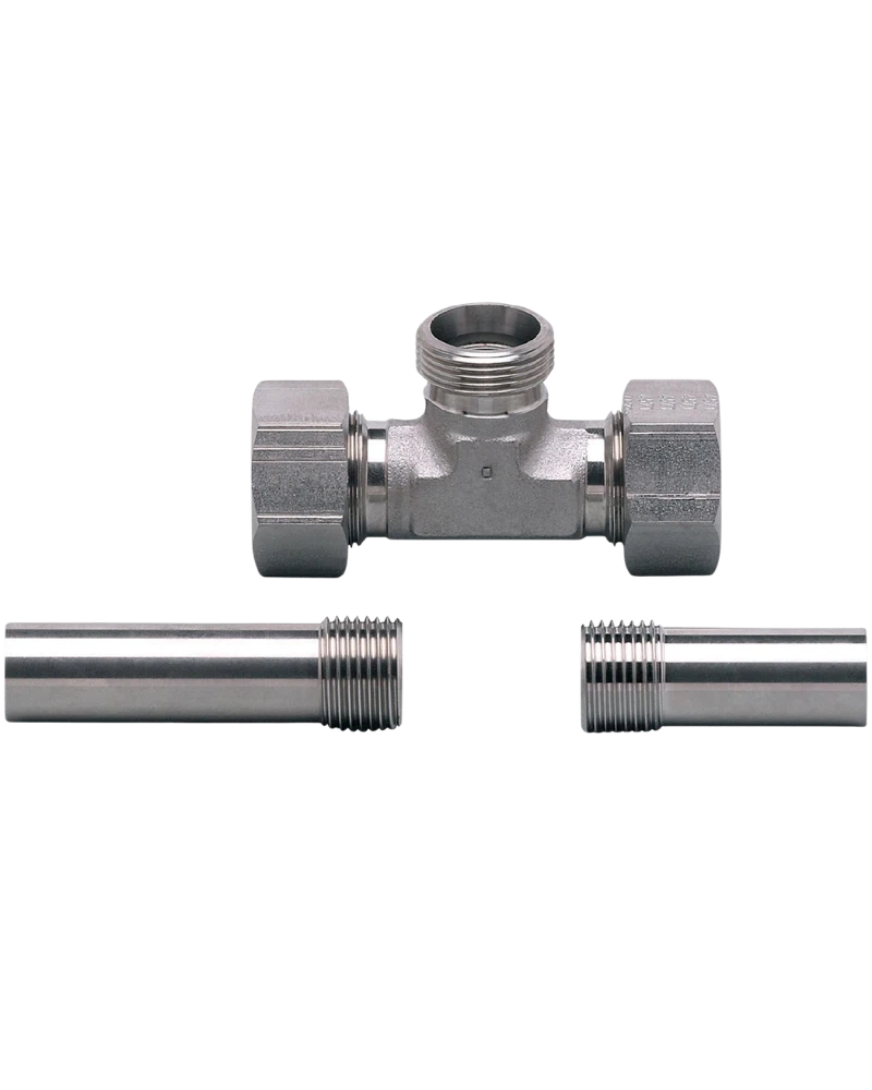 E40102 - T-piece with progressive ring fitting - T-PIECE G1/2-18-G1/2